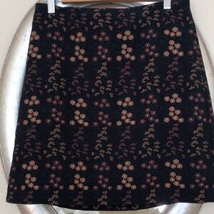 Ann Taylor Factory Black Mini Skirt with Floral Print